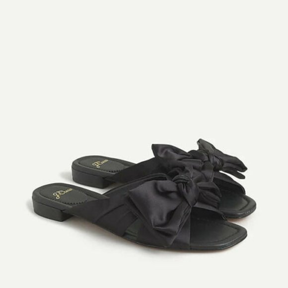 J.CREW Abbie black satin bow slide 6.5 - Picture 1 of 4